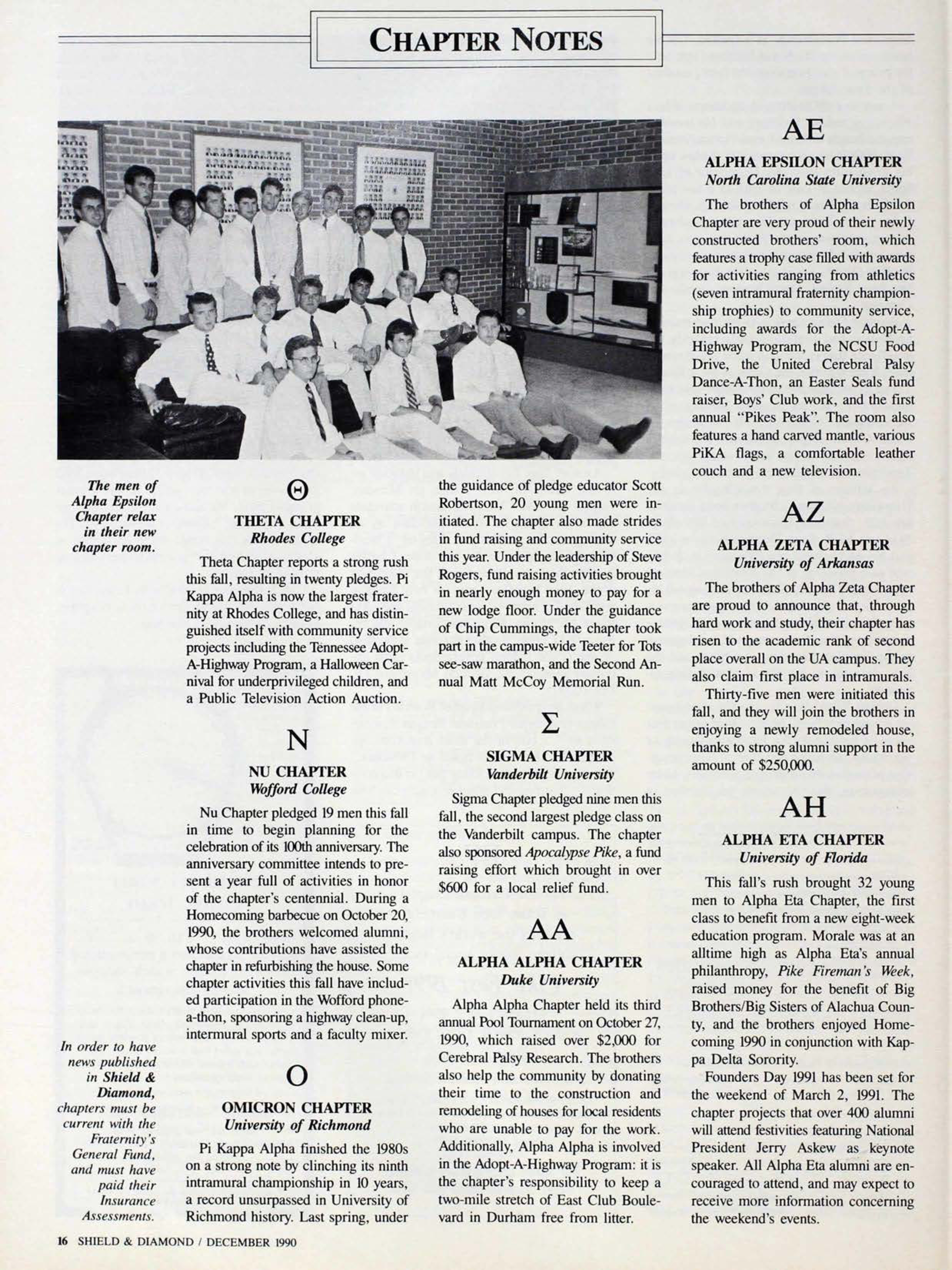 Chapter Notes, December 1990